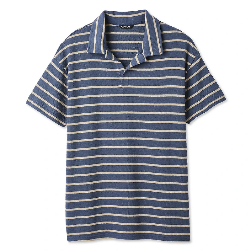 George Men's Textured Johnny Collar Polo