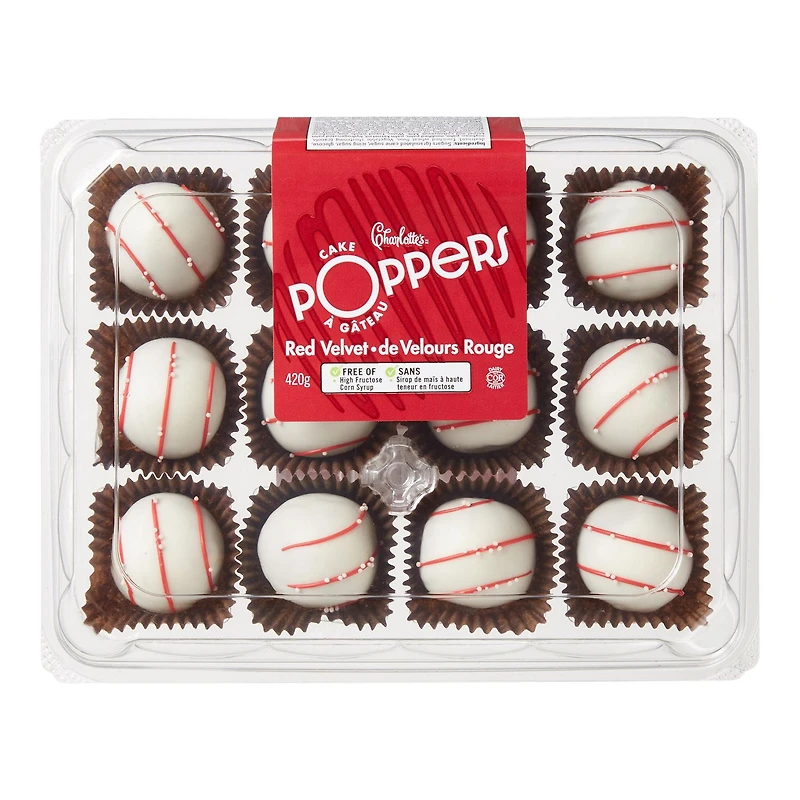 Poppers à gâteau velouté rouge Charlotte’s 12 morceaux, total de 420 g