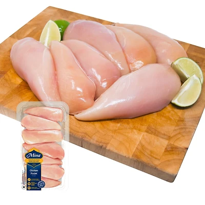 Poitrines de poulet désossées sans peau halal Mina, 5-7 mrcx, 1.23 - 1.99 KG
