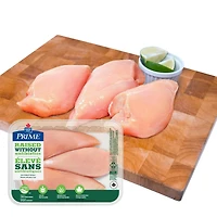Poitrines de poulet désossées sans peau Élevé sans antibiotiques Prime, 2 - 4 mrcx, 0.53 - 0.71 KG