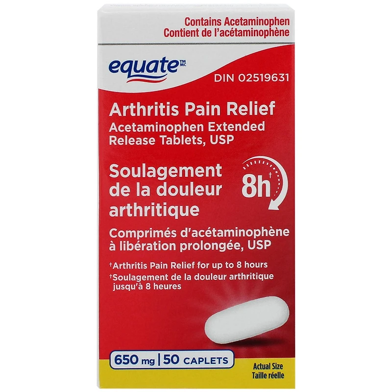Equate Arthritis Pain Relief Acetaminophen Extended Release Tablets, USP, 50 Caplets