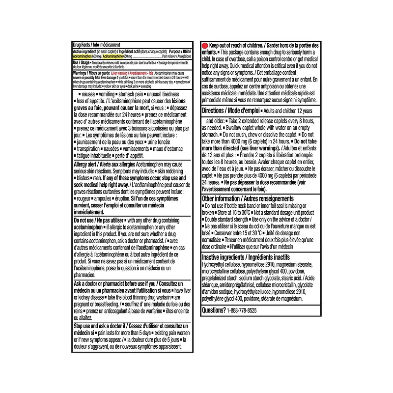 Equate Arthritis Pain Relief Acetaminophen Extended Release Tablets, USP, 50 Caplets