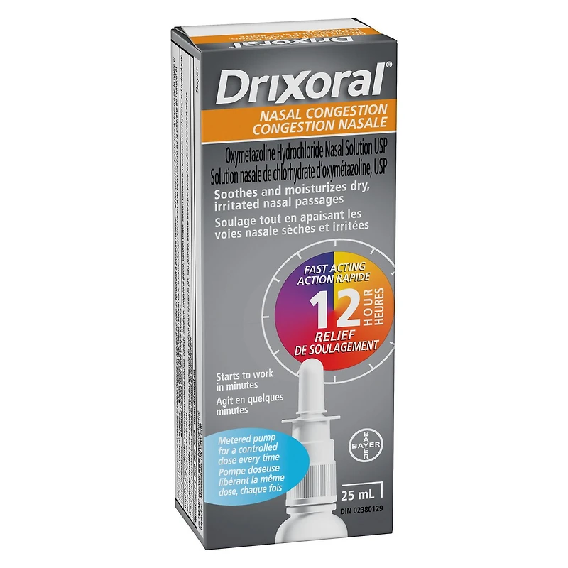 Vaporisateur Drixoral Congestion nasale, soulage la congestion tout en apaisant les voies nasales sèches et irritées 25 mL