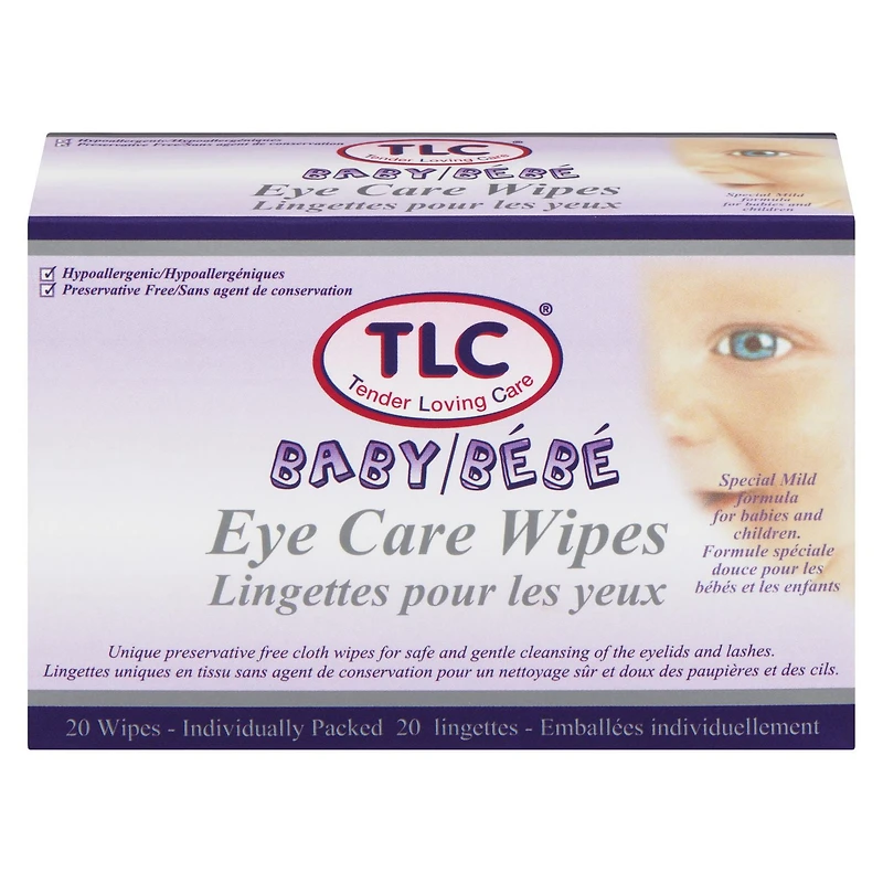TLC LINGETTES SOIN DES YEUX POUR BÉBÉ 20'S TLC : la seule façon de prendre soin