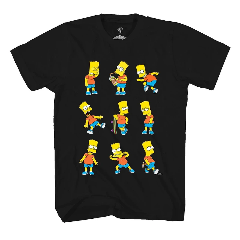 T-shirt à manches courtes The Simpsons Bart Poses pour garçon Tailles: TP-TG