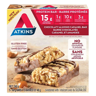 Barre protéinée chocolatée caramel et amandes Atkins