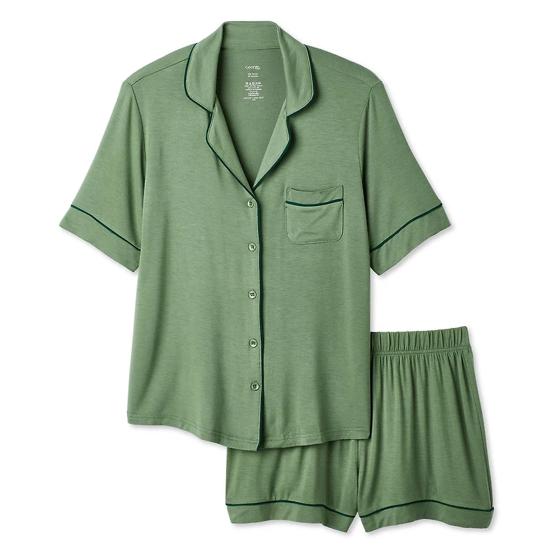 Ensemble de nuit 2 pièces avec chemise à col cranté George pour femmes