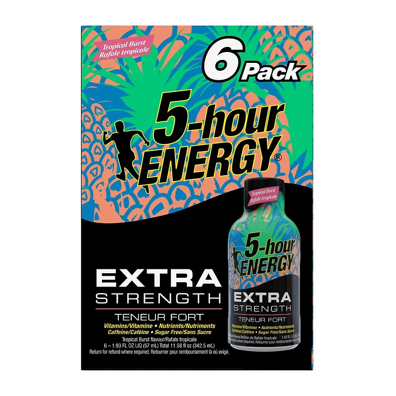 5 Hour Energy Extra Fort Rafale Tropicale 6PK