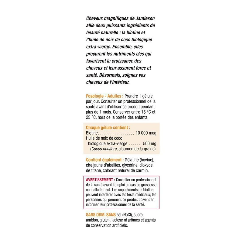 Jamieson Gélules de Cheveux Magnifiques 60 gélules