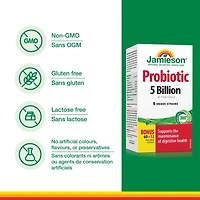 Jamieson capsules probiotiques, 5 milliards UFC, végétarien, 72 capsules