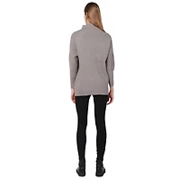Long sleeve  cotton blend, mock neck pullover sweater