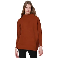 Long sleeve  cotton blend, mock neck pullover sweater