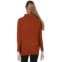 Long sleeve  cotton blend, mock neck pullover sweater