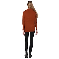 Long sleeve  cotton blend, mock neck pullover sweater