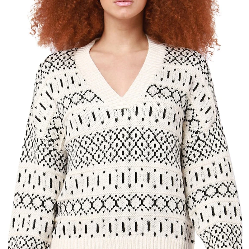 DV L/S V-neckline, wide band, sweater knit top