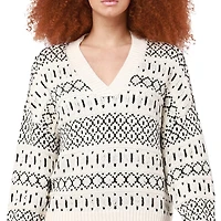 DV L/S V-neckline, wide band, sweater knit top