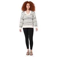 DV L/S V-neckline, wide band, sweater knit top