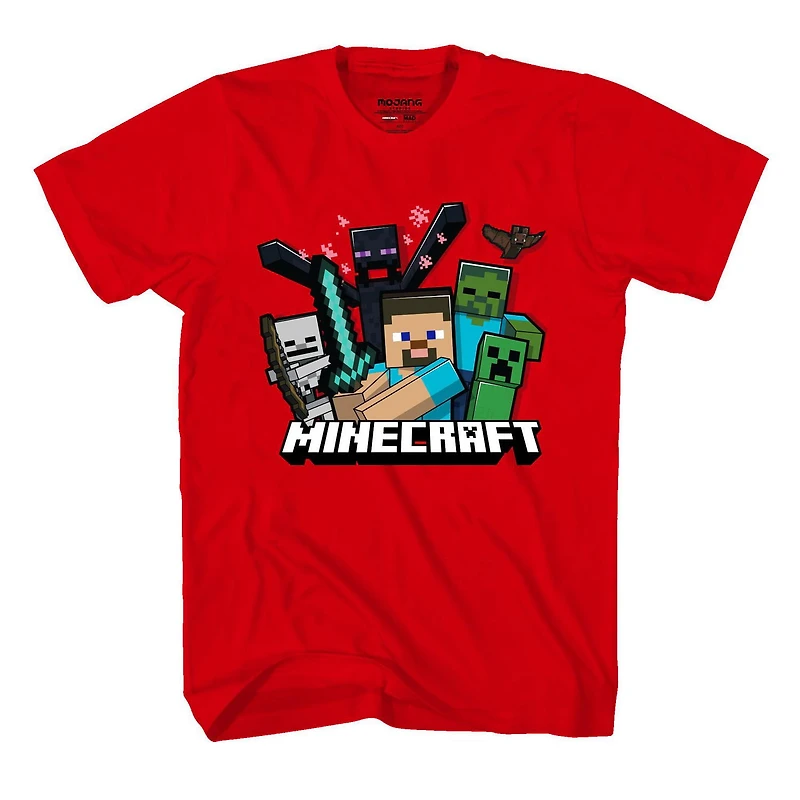 Boys Minecraft Group Shot Short Sleeve T-Shirt