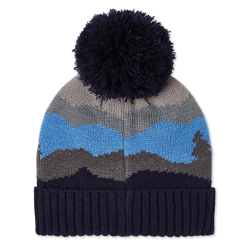 Tuque à revers replié à motif de paysage d’hiver George pour garçons