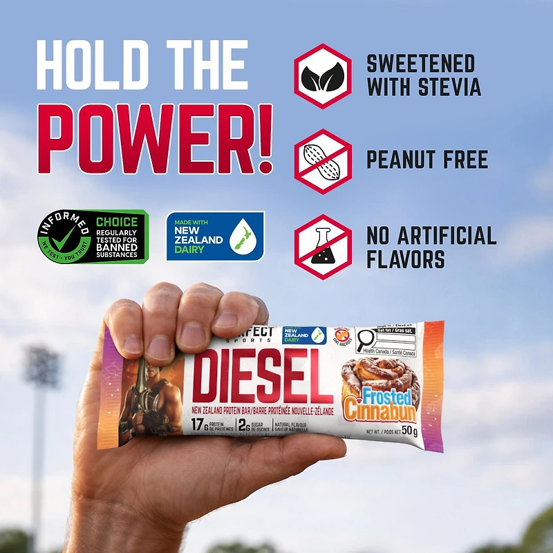 DIESEL New Zealand Protein Bar, Frosted Cinnabon, 50g/bar