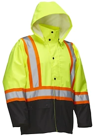 Forcefield Hi Vis Safety Rain Jacket with Snap-Off Hood<br>*On-Line Exclusive