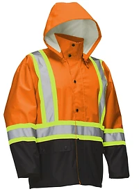 Forcefield Hi Vis Safety Rain Jacket with Snap-Off Hood<br>*On-Line Exclusive