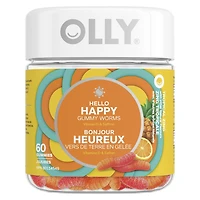 OLLY Hello Happy Tropical Zing flavour Gummy Worm Supplement