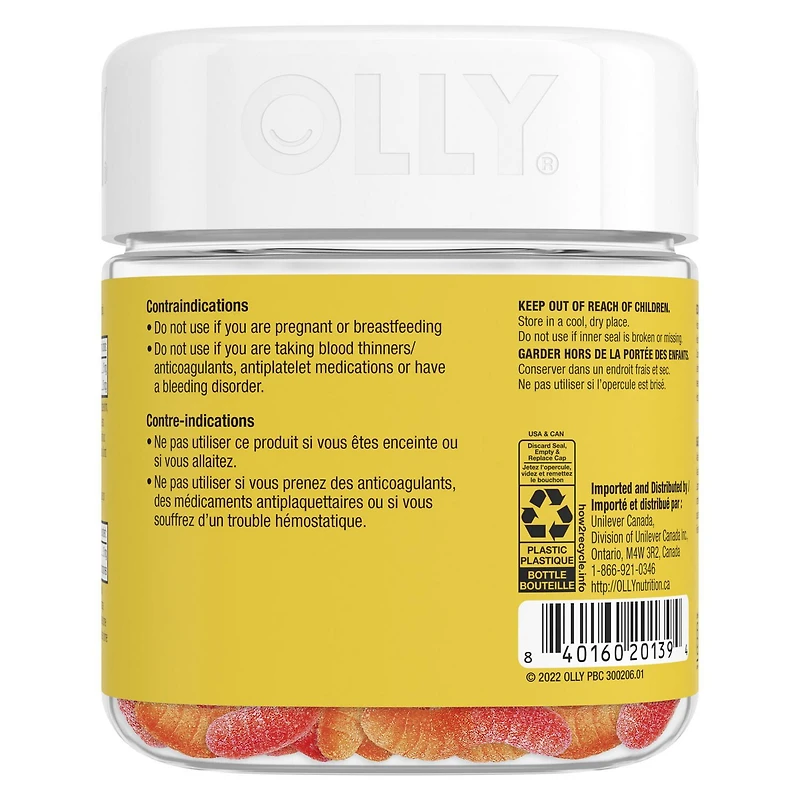 OLLY Hello Happy Tropical Zing flavour Gummy Worm Supplement