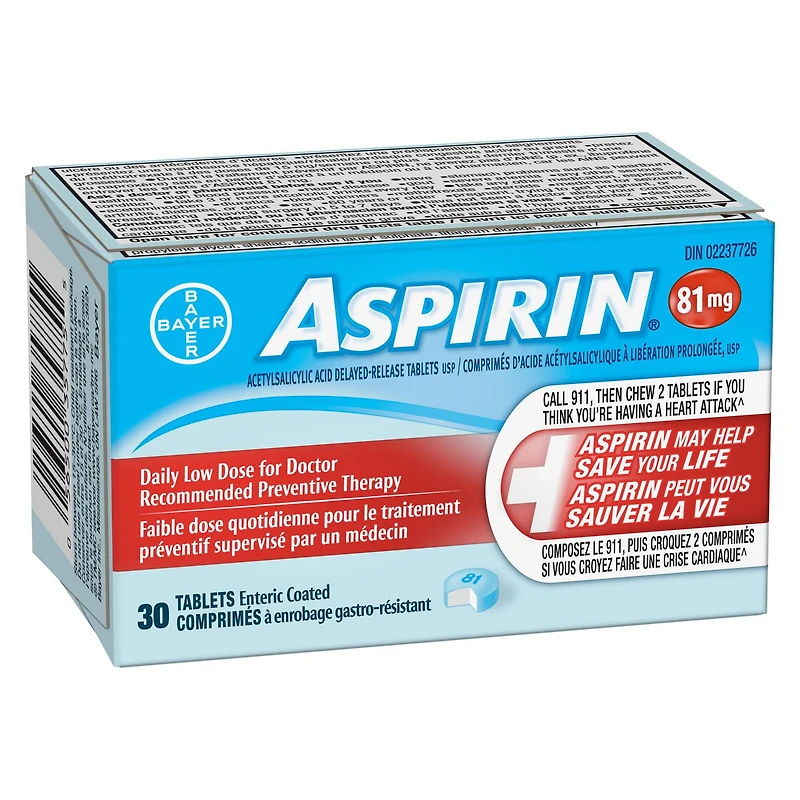 ASPIRIN 81mg Quick Chews, Enteric Coated, 30 Tablets