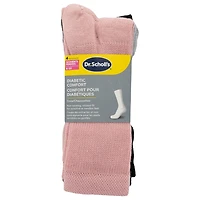 Dr. Scholl's Ladies Diabetic and Circulatory Crew Socks - 4 Pair Pack - soft, non-binding top and with temperature regulating technology