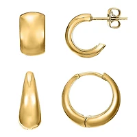 DMF Ensemble de boucles d'oreilles créoles plaquées or