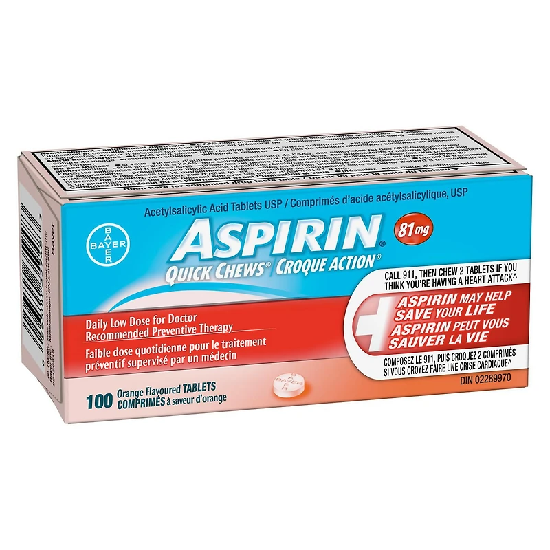 ASPIRIN Croque action faible dose quotidienne à 81 mg