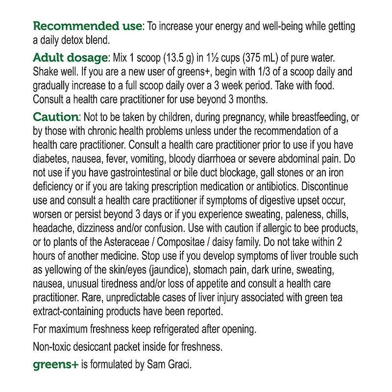 Genuine Health Greens+ Detox Superfood Greens Powder Natural Lemon flavour, 15 servings, 203g, Antioxidants and Polyphenols for daily liver and kidney toxin cleanse, non-GMO