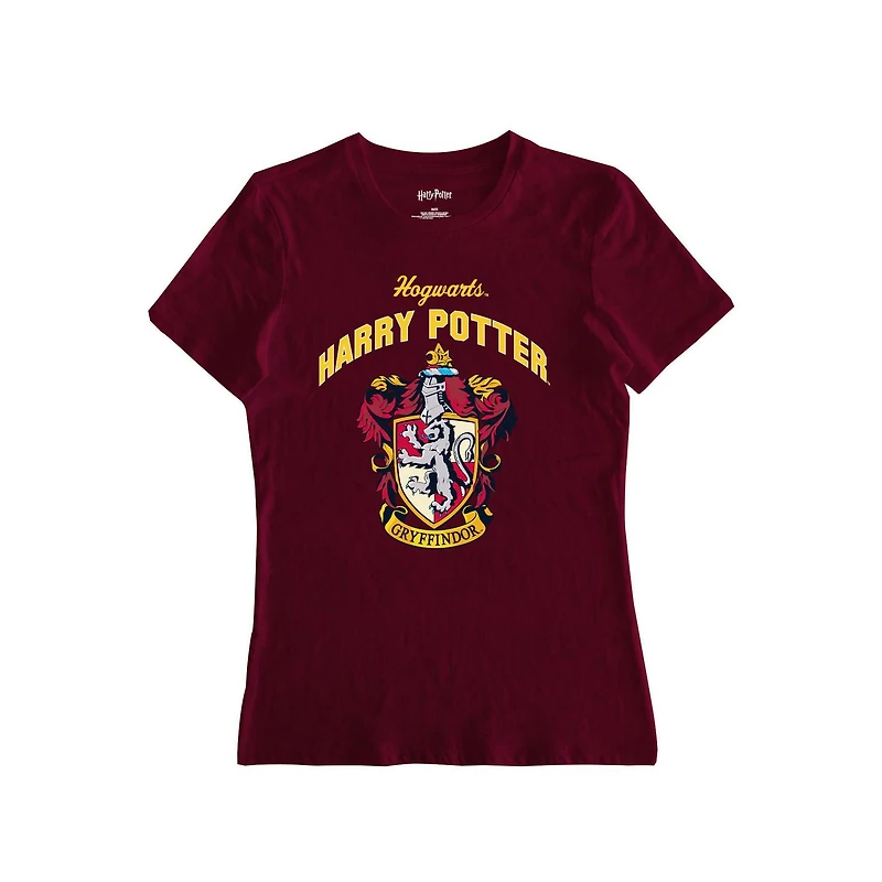 Dames Harry Potter Gryffondor Crest Ras Du Cou À Manches Courtes