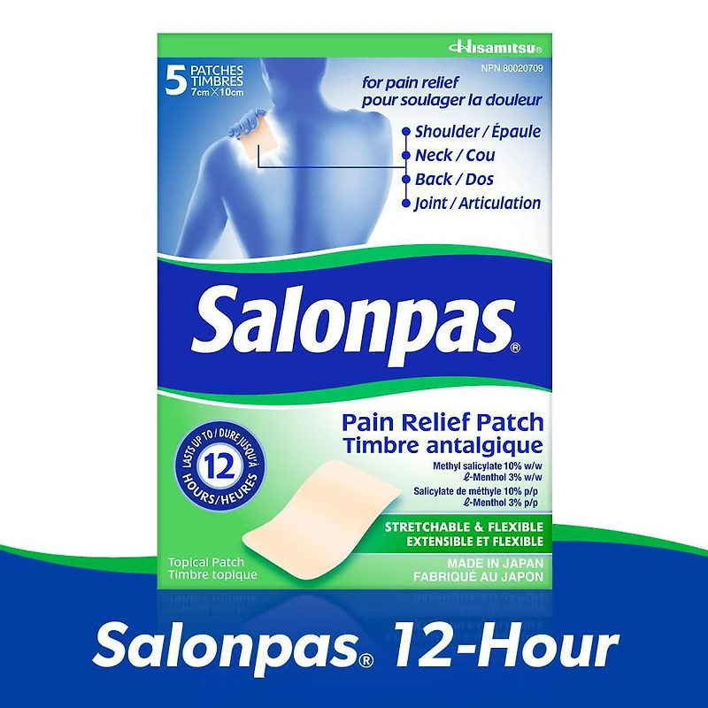 Salonpas 12hr Pain Relief Patch, 5ct