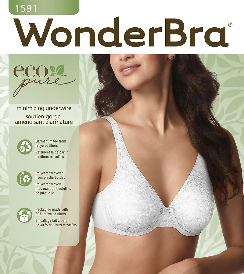WonderBra Eco Pure Lace Minimizer Underwire Bra, 36B - 40DD