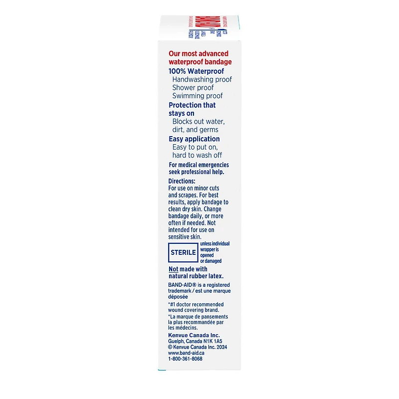 Band-Aid Brand Waterproof Clear Adhesive Bandages, Regular, 20 pansements