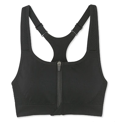 Athletic Works Women's Seamless Zip-Front Sports Bra