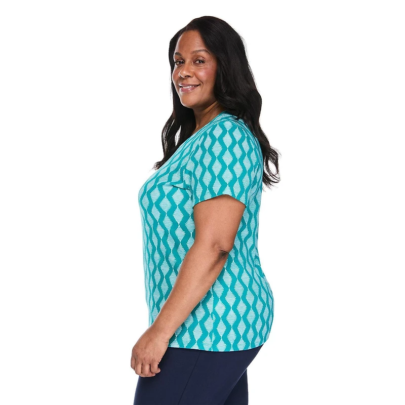 Karen Scott Women's Plus Scoop-Neck Printed T-Shirt