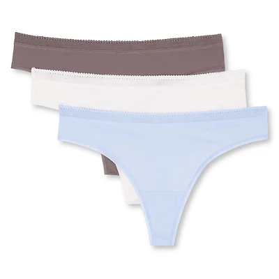 Lot de 3 culottes tangas de base en microfibre George pour femmes Tailles P–TG