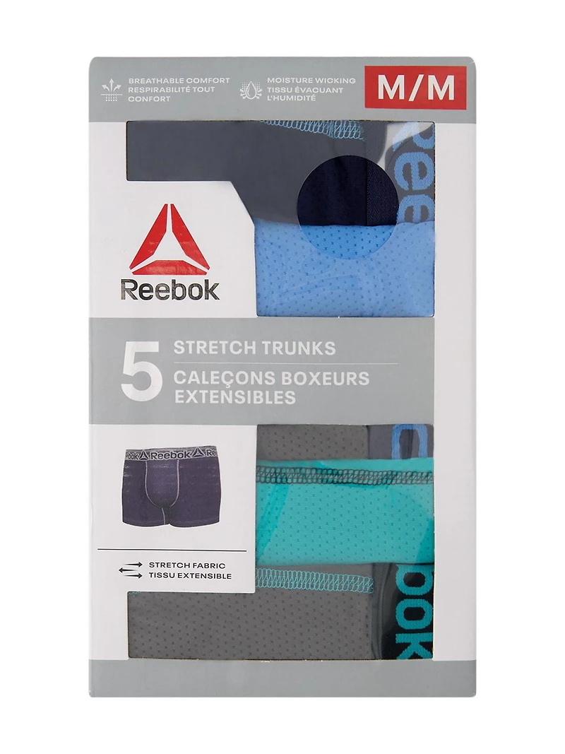 Paquet de 5 caleçons boxeurs courts extensibles Reebok