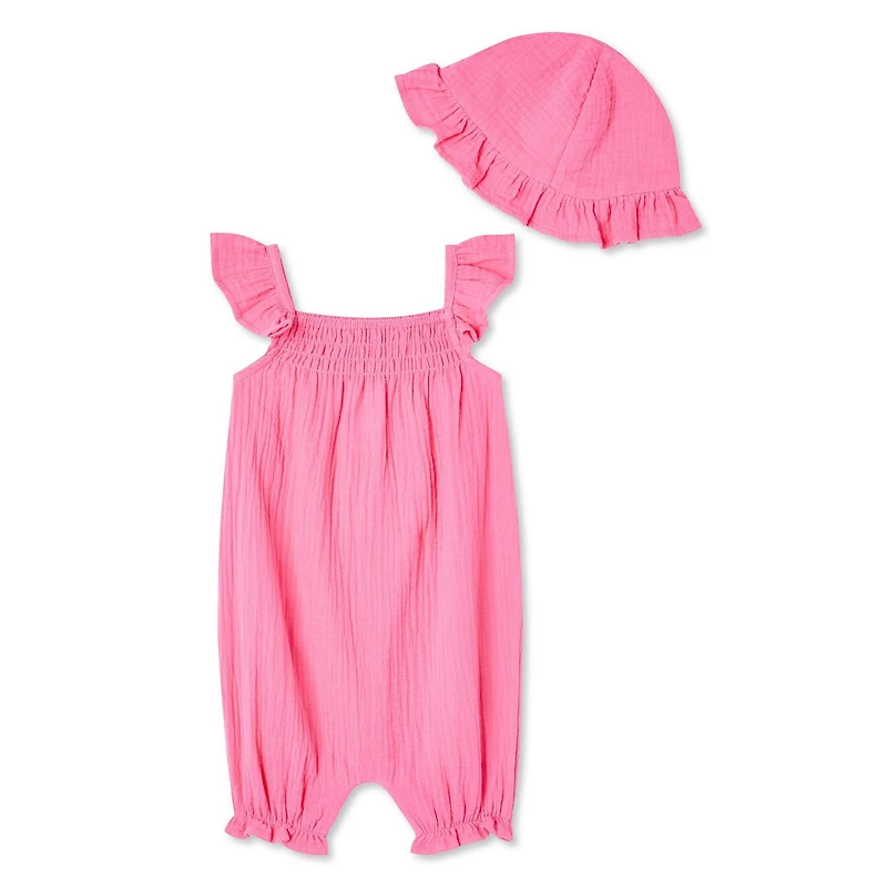 George Baby Girls' Crinkle Romper 2-Piece Set