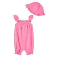 George Baby Girls' Crinkle Romper 2-Piece Set