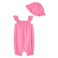 George Baby Girls' Crinkle Romper 2-Piece Set