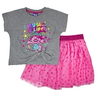 Trolls Ensemble 2 pièces Trolls pour filles. Comprends tee shirt  à manche courte et jupe tutu.