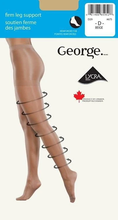 Bas-culotte avec soutien ferme des jambes à gousset en coton et à pointes renforcées de George pour dames