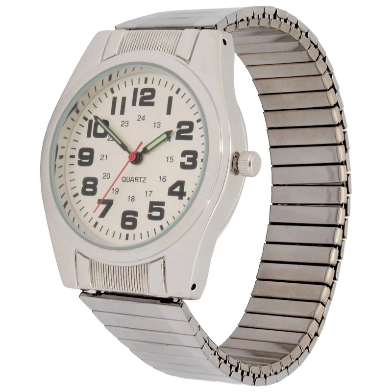 Montre George à argent avec bracelet extensible pour hommes