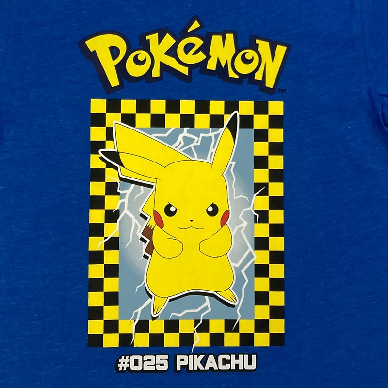 Pokemon Boy's basic tee shirt. This boys crew neck tee shirt has short sleeves and a trendy print and