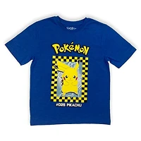 Pokemon Boy's basic tee shirt. This boys crew neck tee shirt has short sleeves and a trendy print and