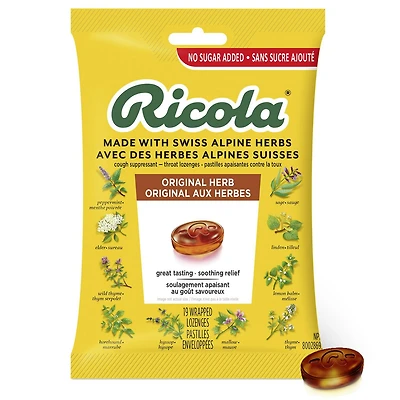 Original Herb No Sugar Added Cough Drops,, 19 Count
